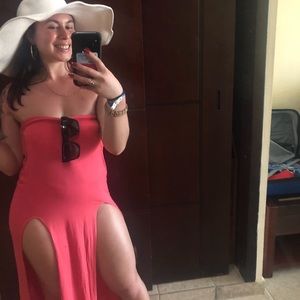 Strapless Pink peach summer dress